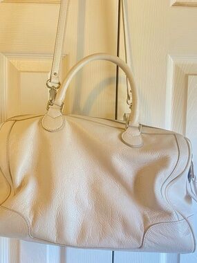 Vintage Banana Republic Cream Leather Shoulder Satchel